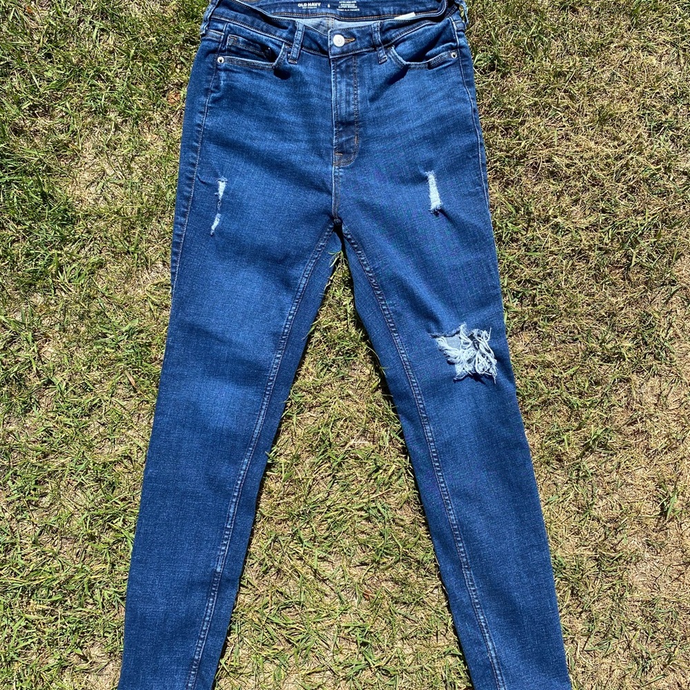 Dark Blue Distressed Women's Skinny Jeans
